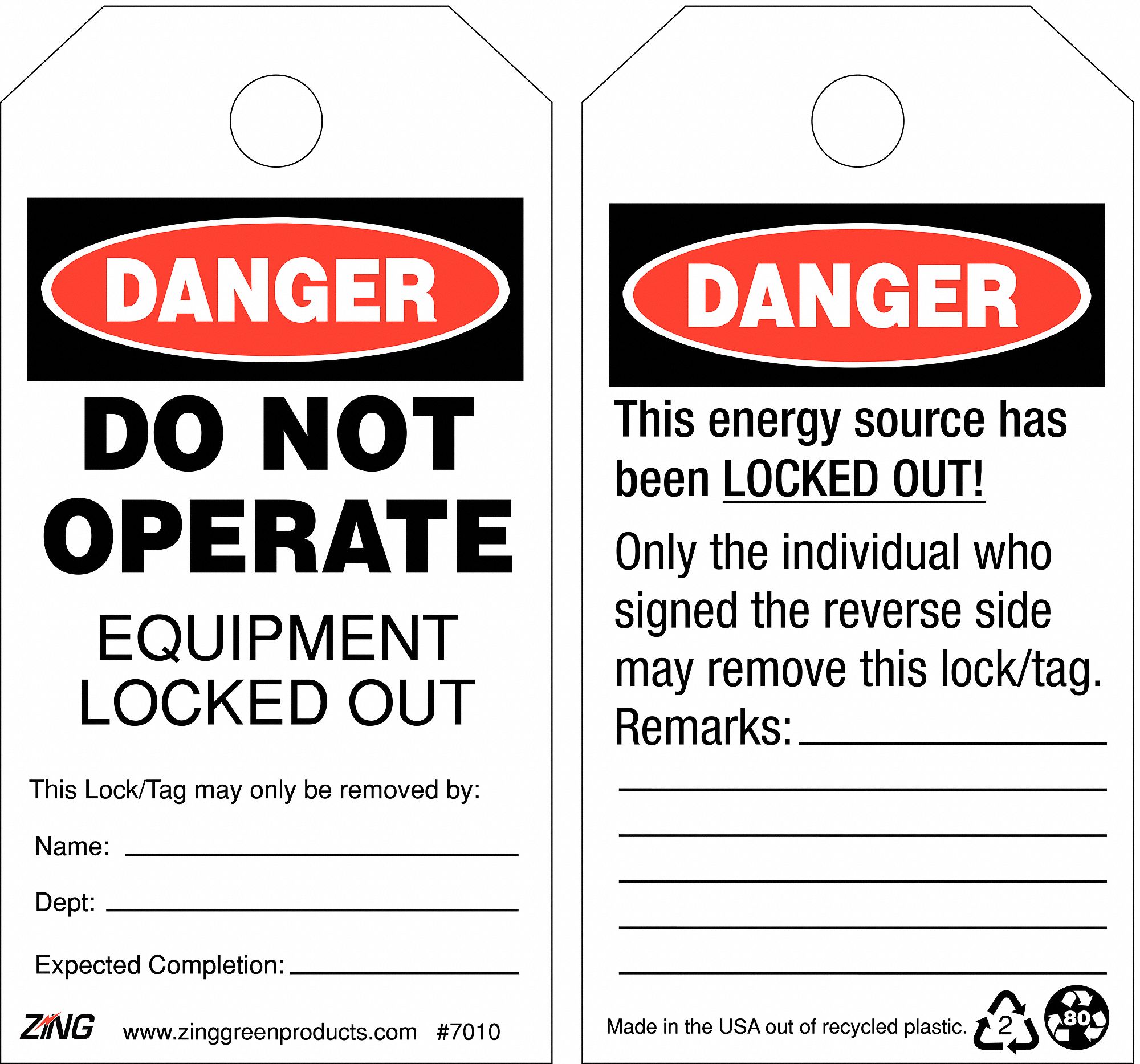 Cylinder Lockout ZING 7101 RecycLockout Lockout Tagout Recycled Plastic Zing Green Products 