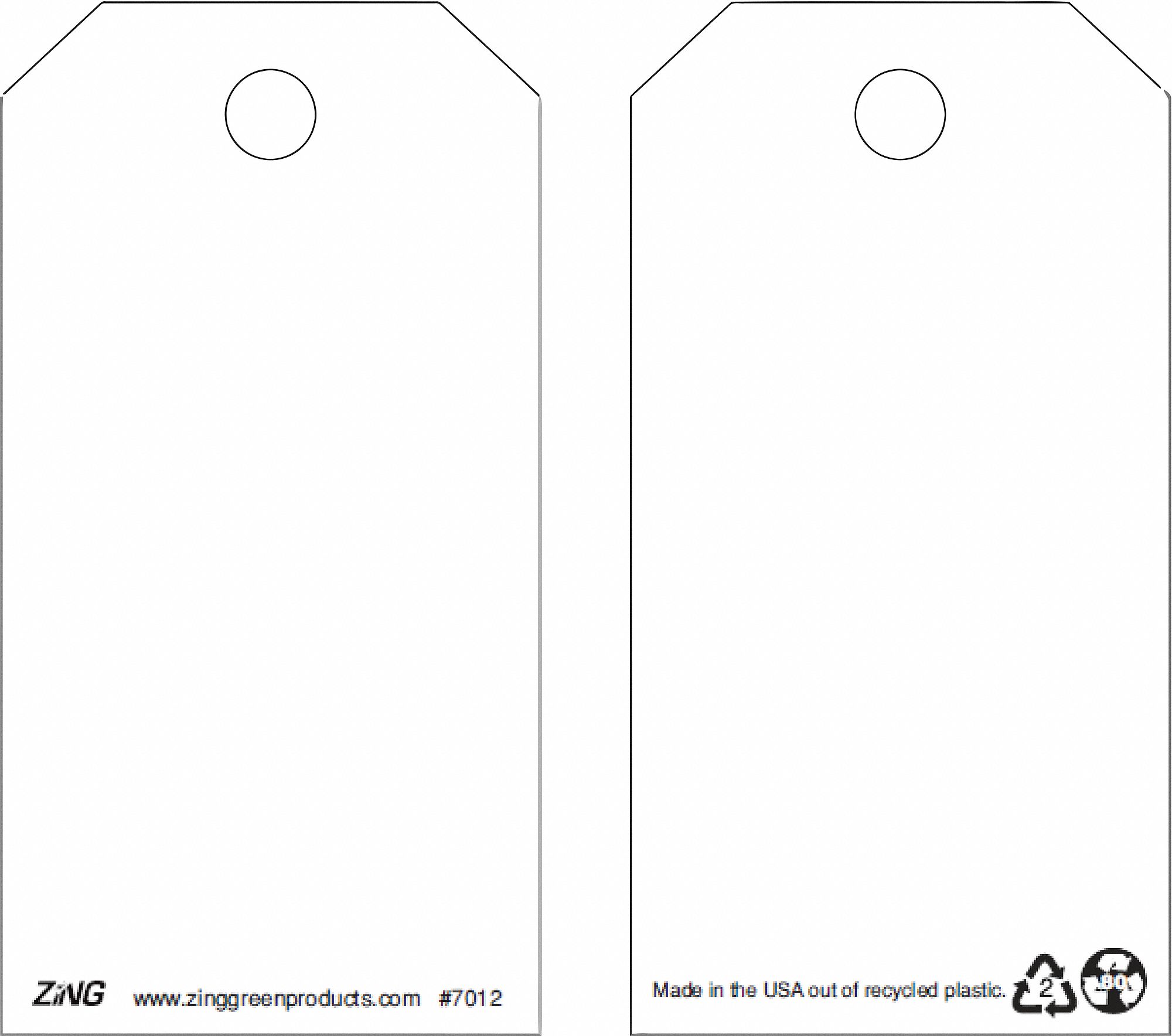 Tag: 3 in Wd, 5 3/4 in Ht, White, Rectangle, Plastic, Indoor/Outdoor, 0.055 in Label Thick, 10 PK