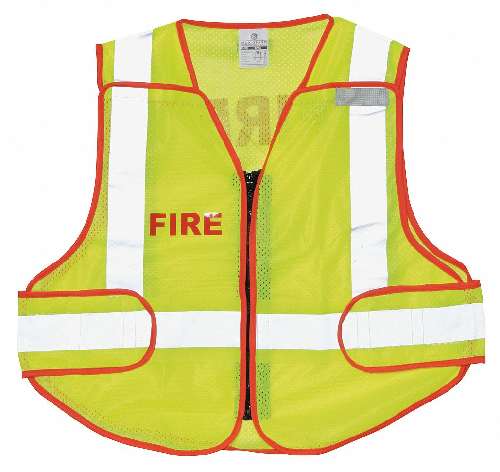 Safety Vest ANSI Class Class 2, Red, Hi Visibility Fire Vest - 9Y504 ...