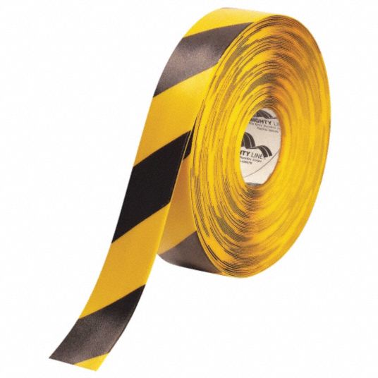 MIGHTY LINE Floor Marking Tape: Extra-Durable, Striped, Black/Yellow, 2 ...