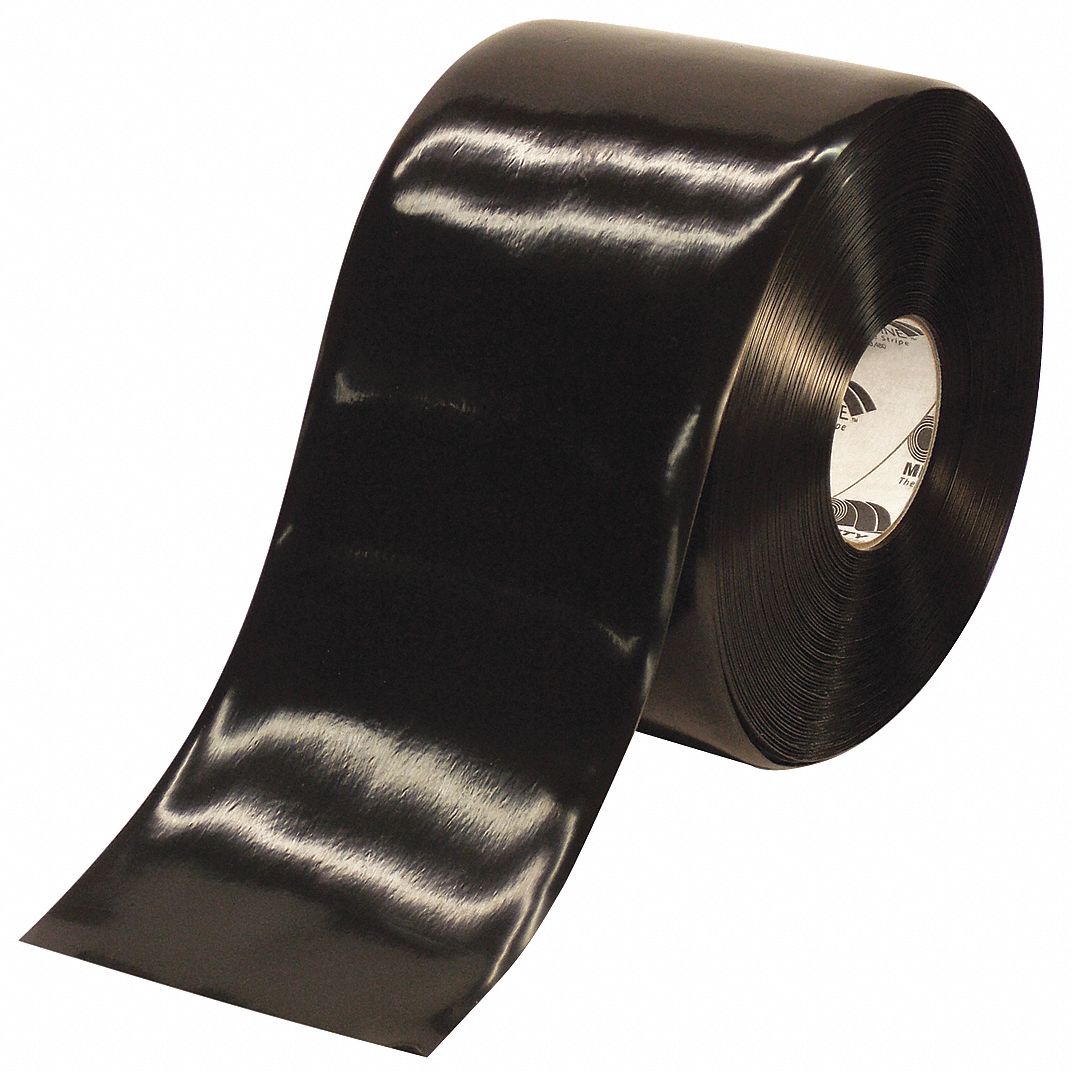 Floor Marking Tape: Extra-Durable, Solid, Black, 6 in x 100 ft, 50 mil Tape Thick, Mighty Line®