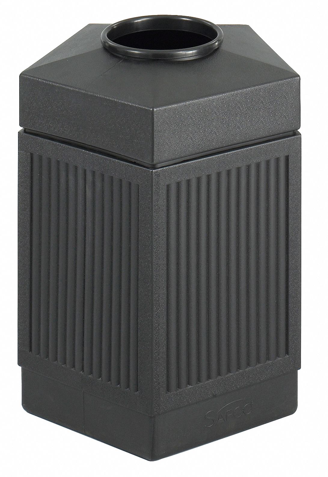 Trash Can, 30 gal., Black, Plastic