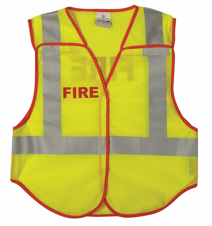 Safety Vest ANSI Class Class 2, Red, Fire Vest 9YHH38063MXL Grainger