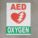 FLOOR AED SIGN, 24 IN WIDTH, 18 IN HEIGHT, GREEN/WHITE