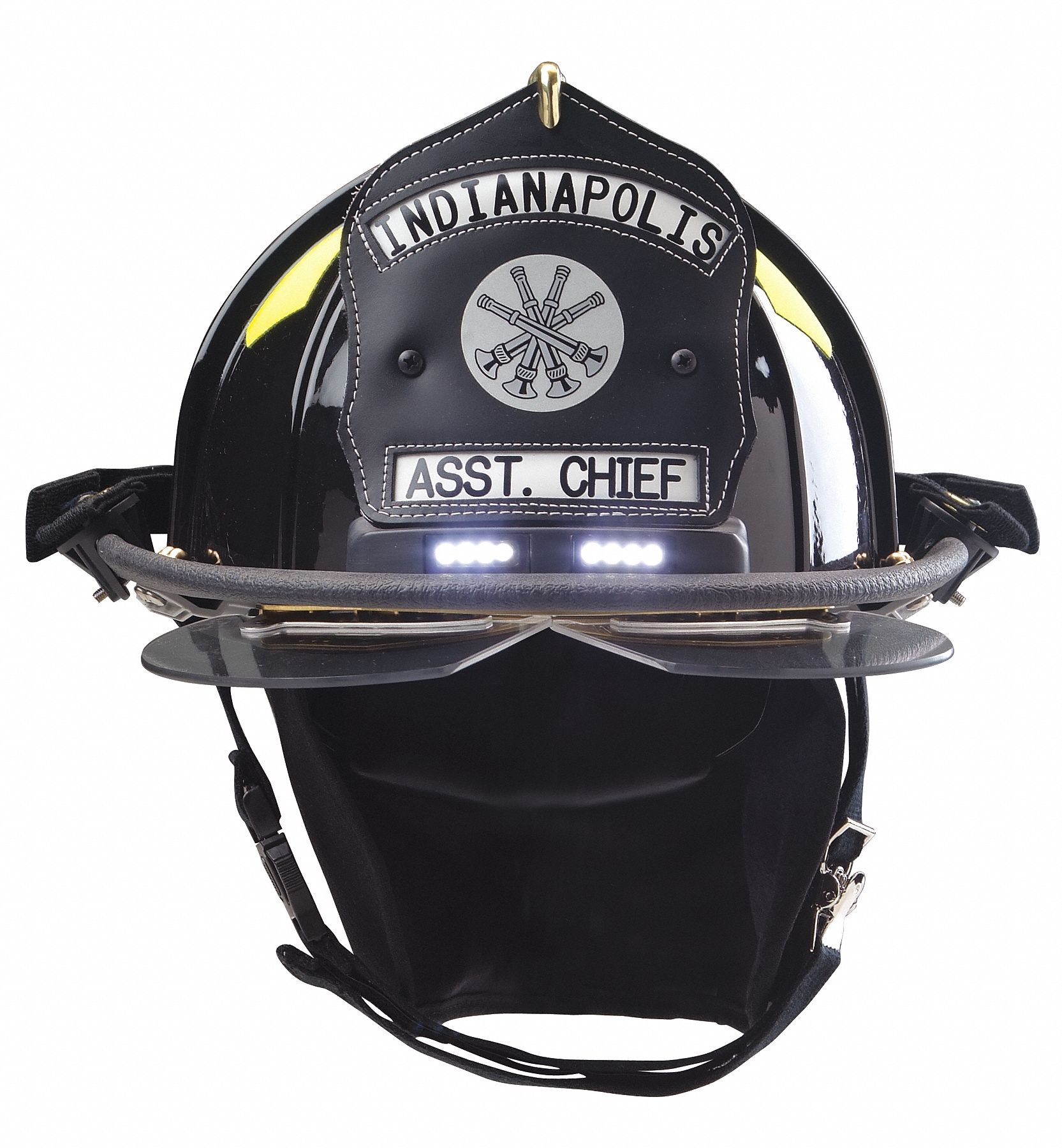 BULLARD Black Fire Helmet With TrakLite, Shell Material: Fiberglass ...