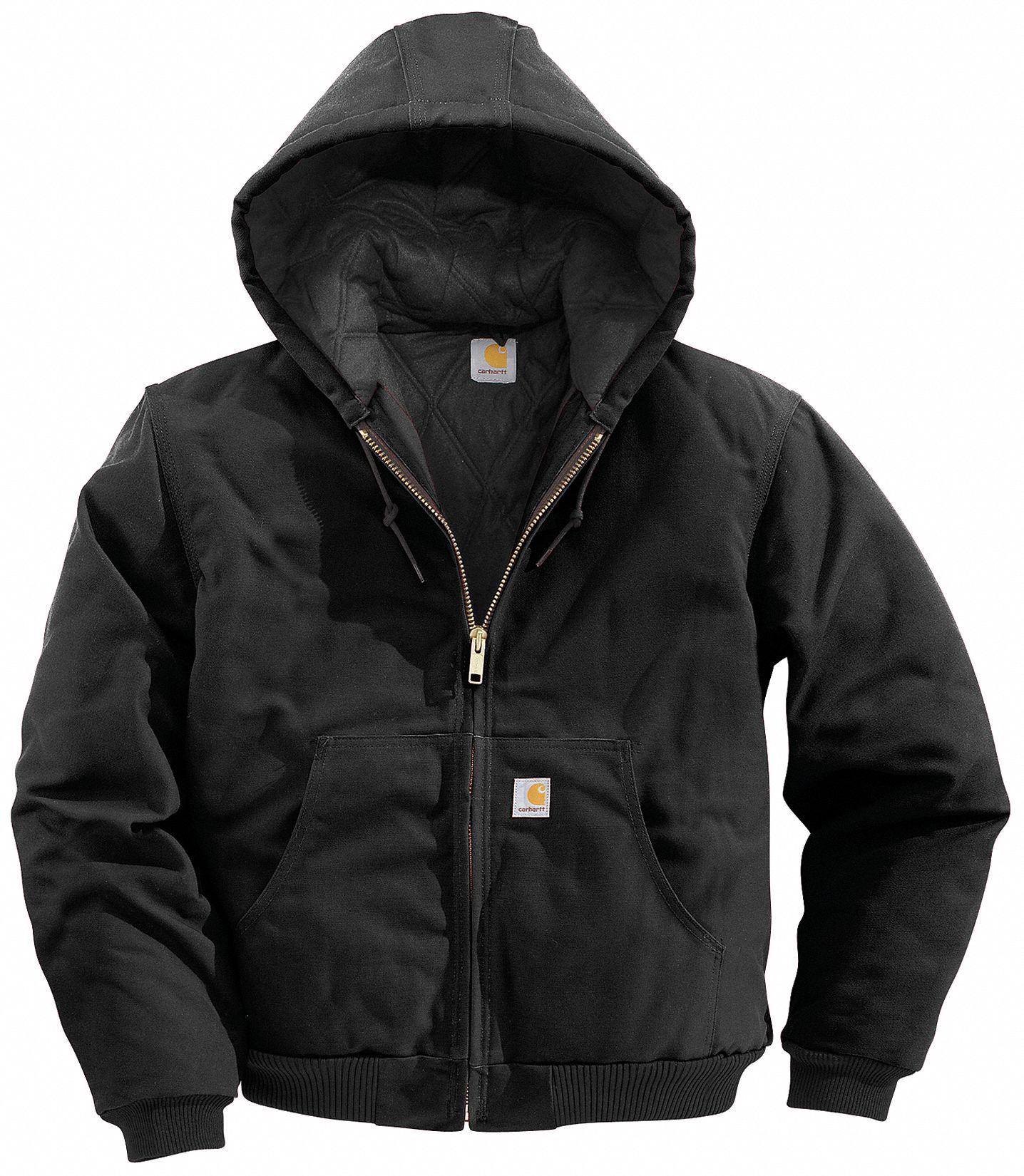 CARHARTT Hooded Jacket, 100% Ring Spun Cotton Duck, Black, Zipper ...
