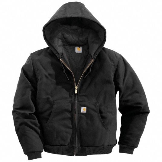 CARHARTT Hooded Jacket: Jacket, Men's, Jacket Garment, 5XL, Black, Regular,  Cotton, 12 oz Fabric Wt