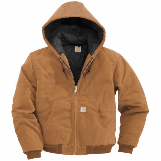 CARHARTT Hooded Jacket, 100% Ring Spun Cotton Duck, Brown, Zipper ...