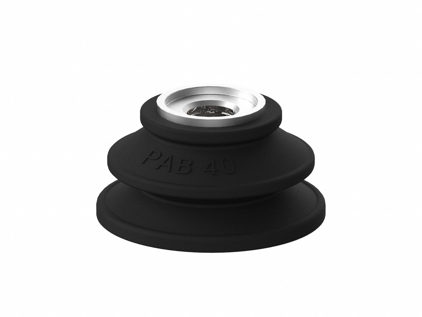 Vacuum Pad Assembly: Bellows, G3/8 in, 40 mm Pad Dia, Nitrile/PVC, Black, 60A, PAB