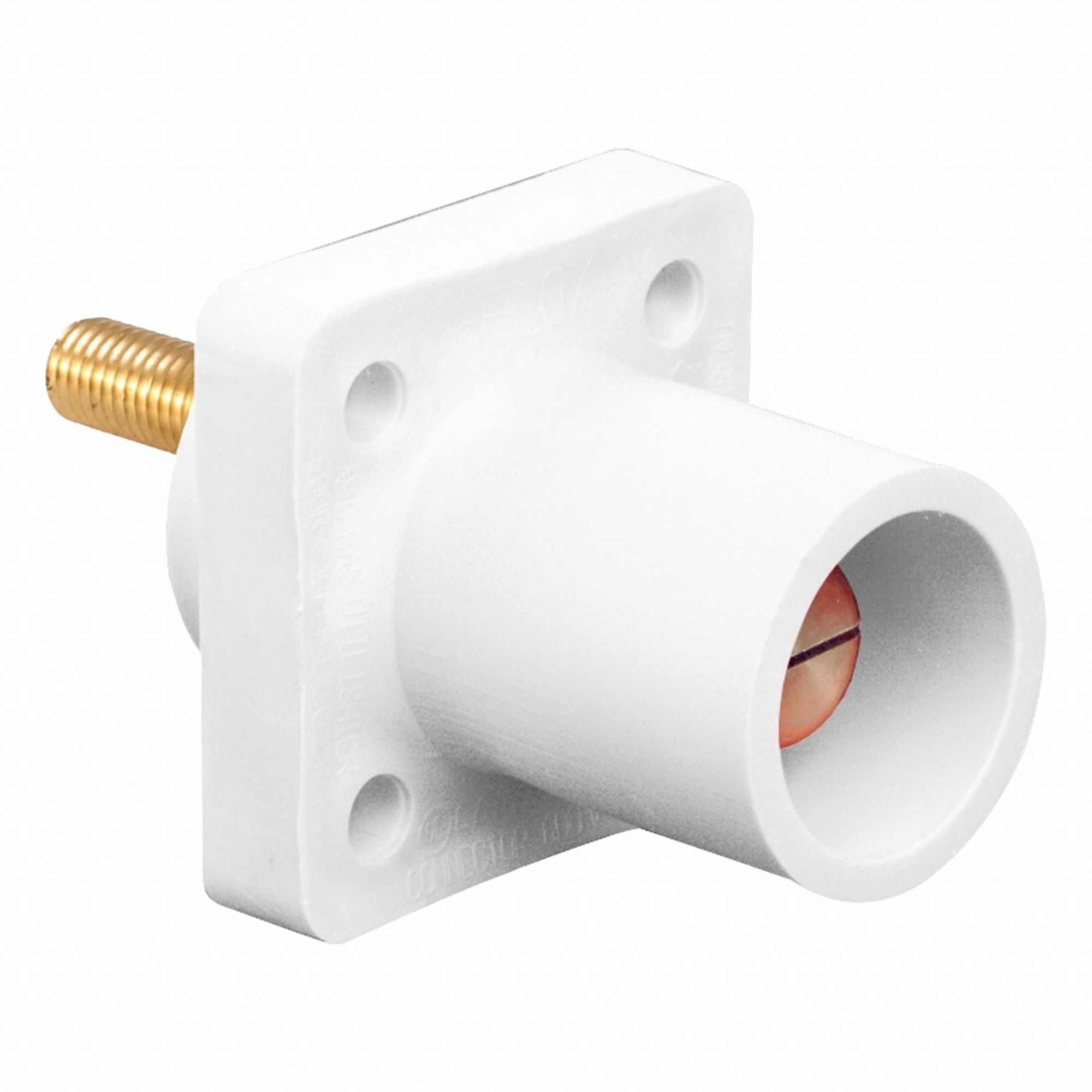 Single Pole Receptacle: For Female Connectors, 400 A, Straight, White, Square, Threaded Mounting