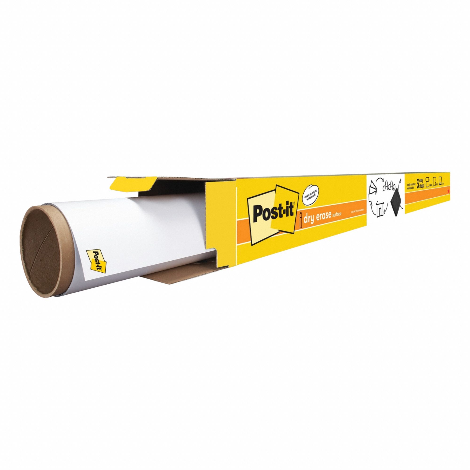 Dry Erase Sheet: 1 Sheets per Roll, 4 ft Overall Ht, 8 ft Overall Wd, Self-Sticking, Plastic