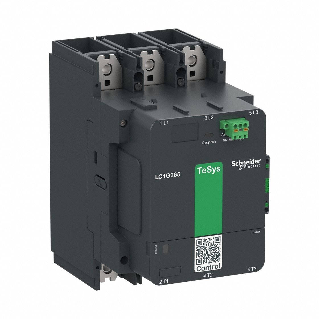 Contactor: 3 Poles, 3NO Contacts, 265 A, 120V AC/48V AC Coil, 1NO/1NC