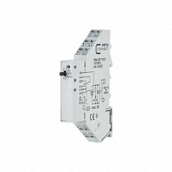 Changeover Contact: DIN Rail Mounting, 1 Outputs, 24V AC/DC, 13 mA Current Rating