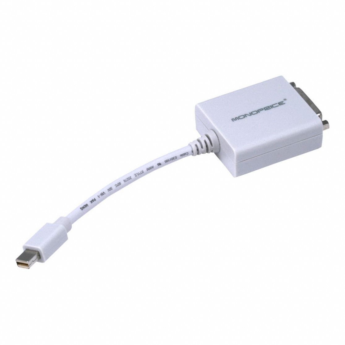 Computer Cable Adapter: DVI/Mini DisplayPort 1.1, 5 in Cable Lg, White, 2 Connections