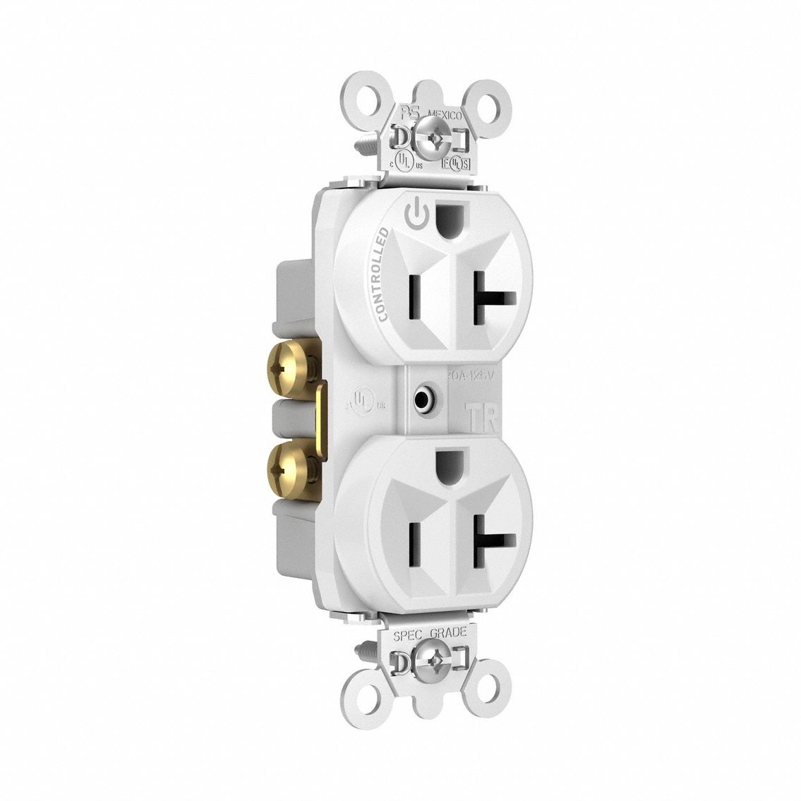 Duplex Receptacle: Duplex, 5-20R, 125V AC, 20 A, White, 2 Pole / 3 Wire