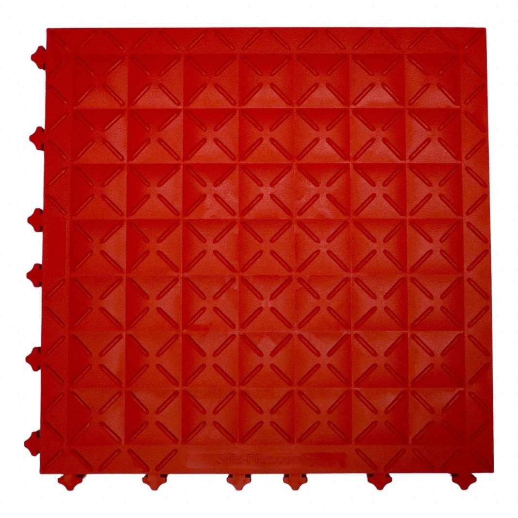 Interlocking Antifatigue Mat Tile: Interlocking Antifatigue Mat Tile, 18 in x 18 in, Red, 10 PK