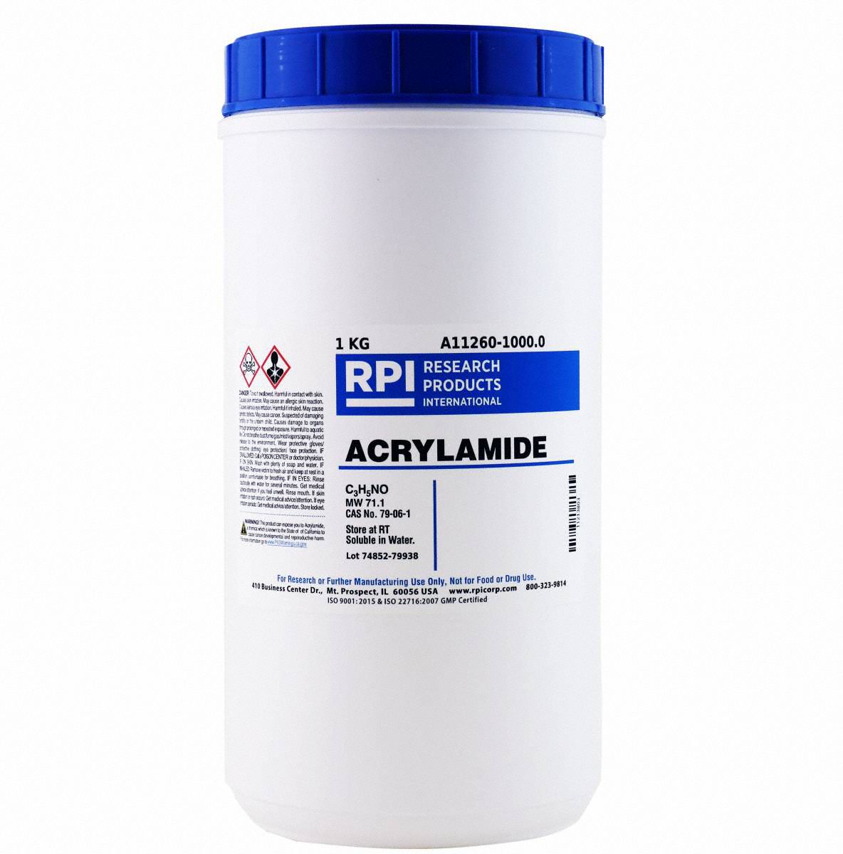 Acrylamide: Lab, 1 kg, 79-06-1, Reagent, Powder, 18 mo Shelf Life, 1