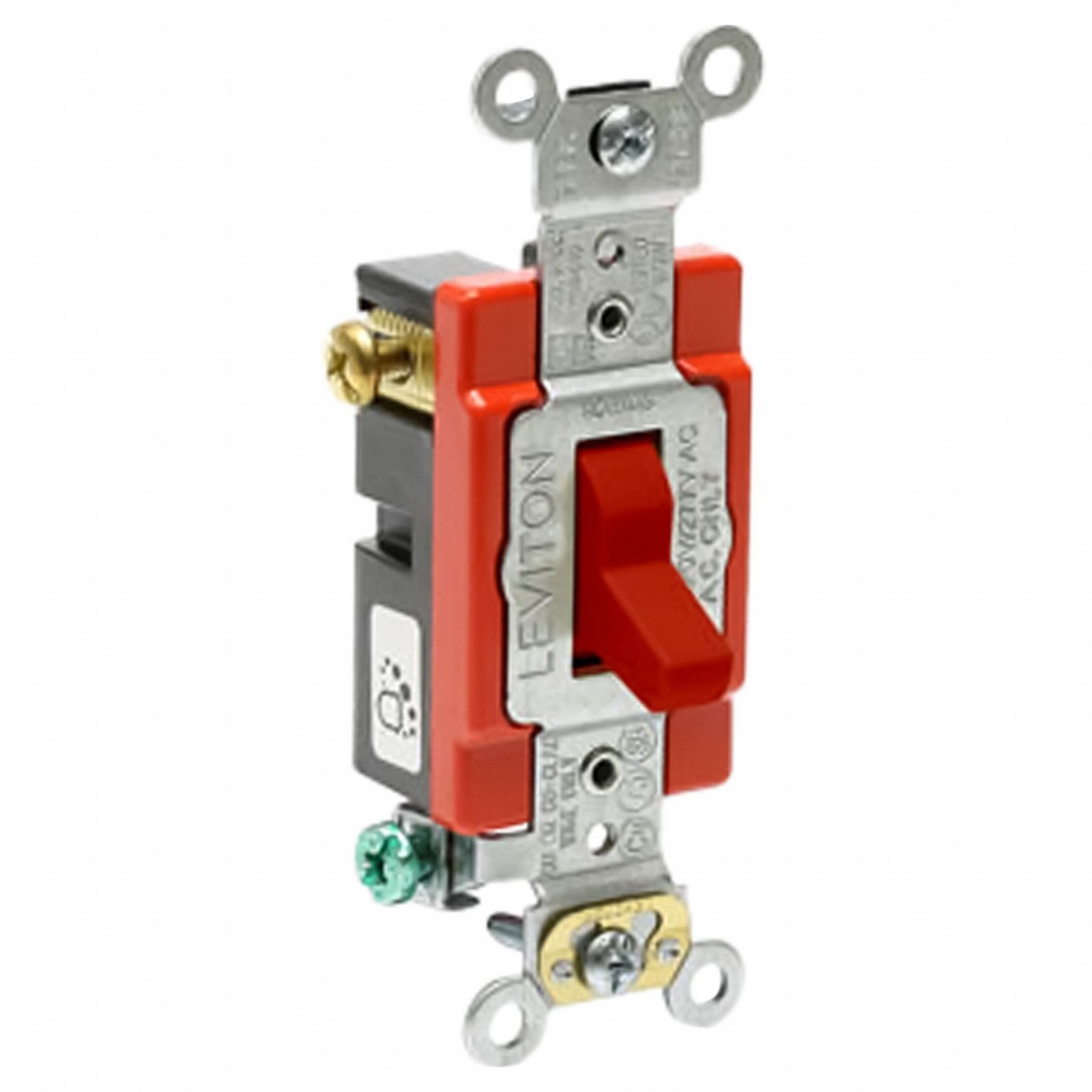 Wall Switch: Toggle Switch, 3-Way, Red, 20 A, 120/277V AC, Screw Terminals