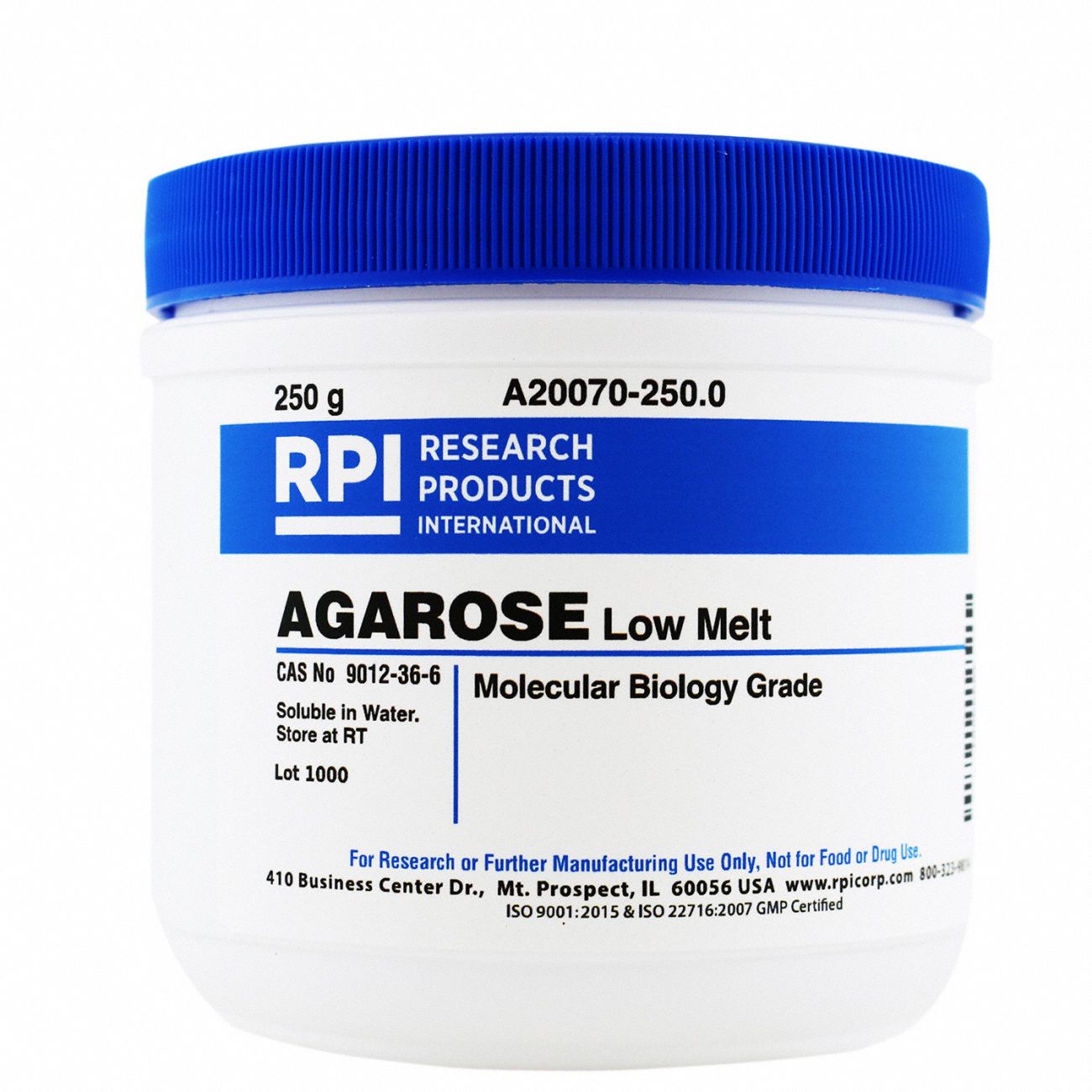 Agarose - Low Melt: Lab, 250 g, 9012-36-6, Powder, Glass, 18 mo Shelf Life, 1