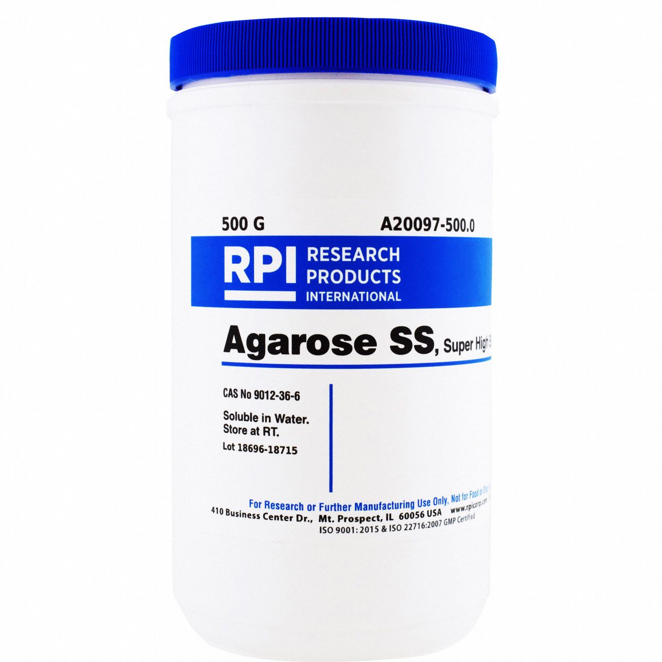 Agarose - Super High Strength: Lab, 500 g, 9012-36-6, Powder, Plastic, 18 mo Shelf Life, 1