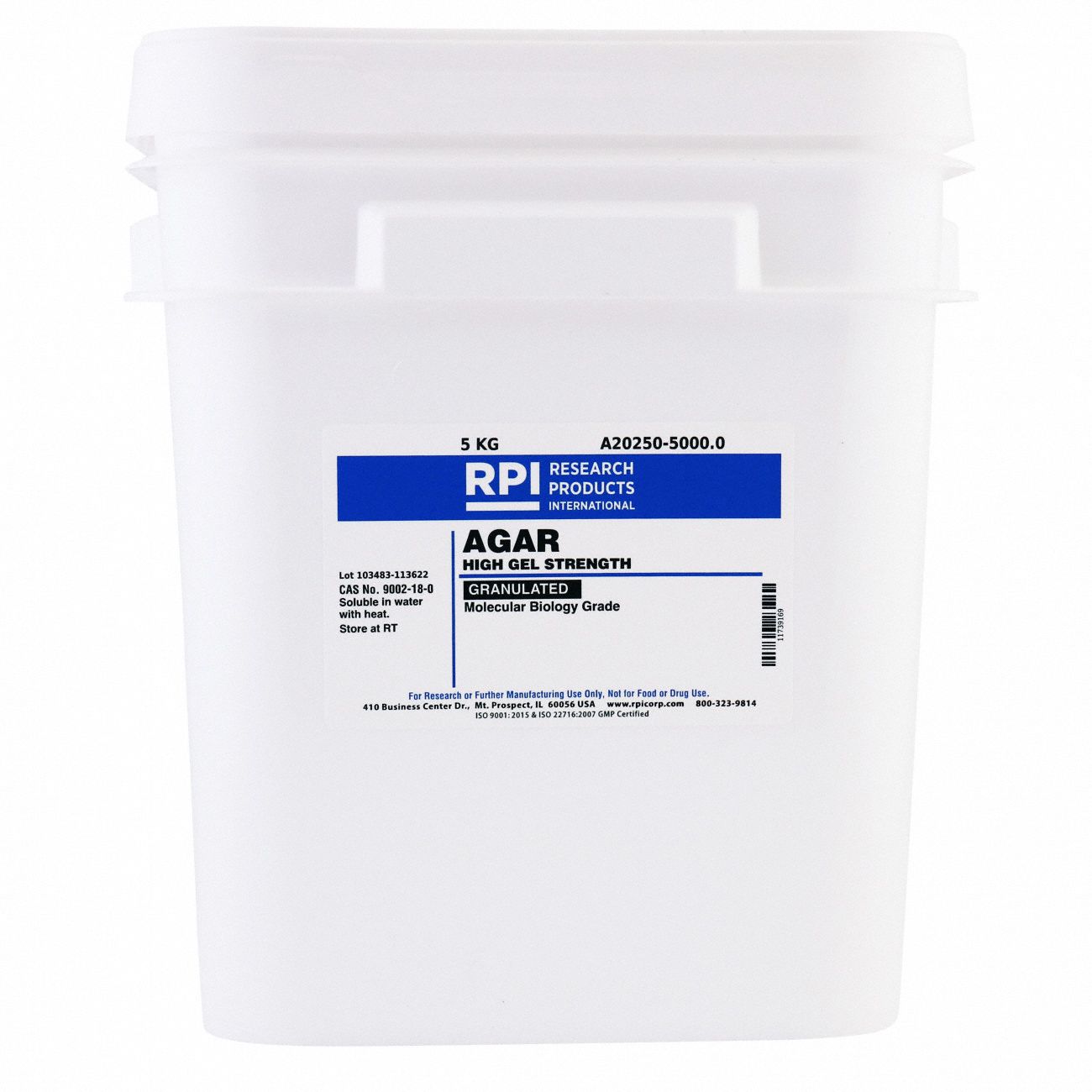 Agar - High Gel Strength: Lab, 5 kg, 9002-18-0, Granular, Plastic, 18 mo Shelf Life, 1