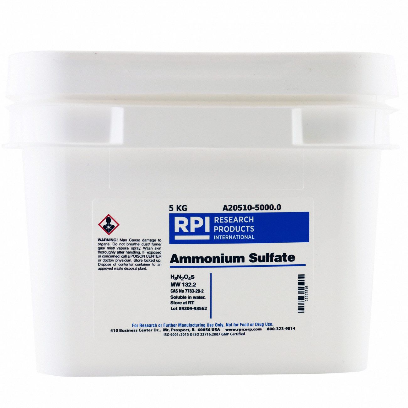 Ammonium Sulfate: Lab, 5 kg, 7783-20-2, Reagent, Powder, 18 mo Shelf Life, 1