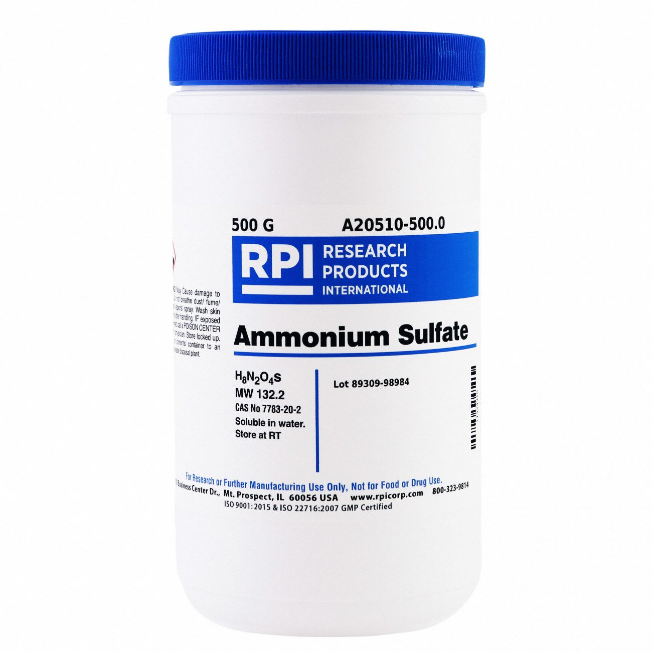 Ammonium Sulfate: Lab, 500 g, 7783-20-2, Reagent, Powder, 18 mo Shelf Life, 1