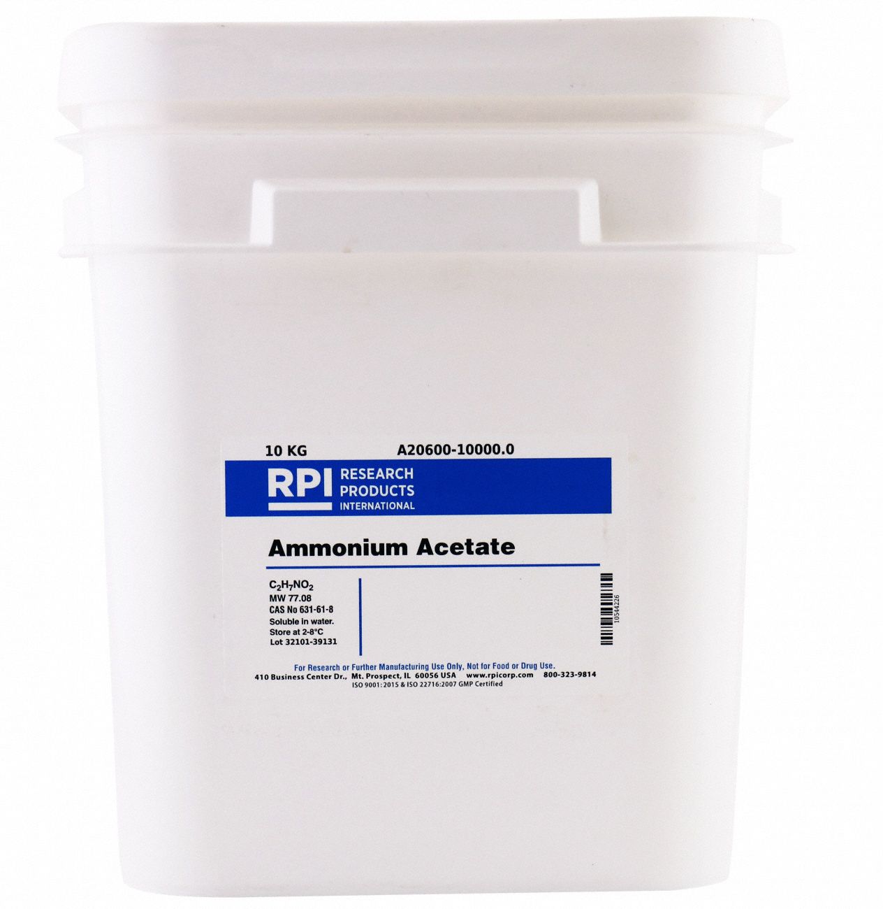 Ammonium Acetate: ACS, 10 kg, 631-61-8, Acid, Powder, 18 mo Shelf Life, 1