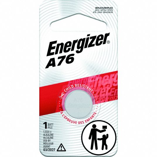 ENERGIZER, A76 Battery Size, Alkaline, Button Cell Battery - 45EK06 ...