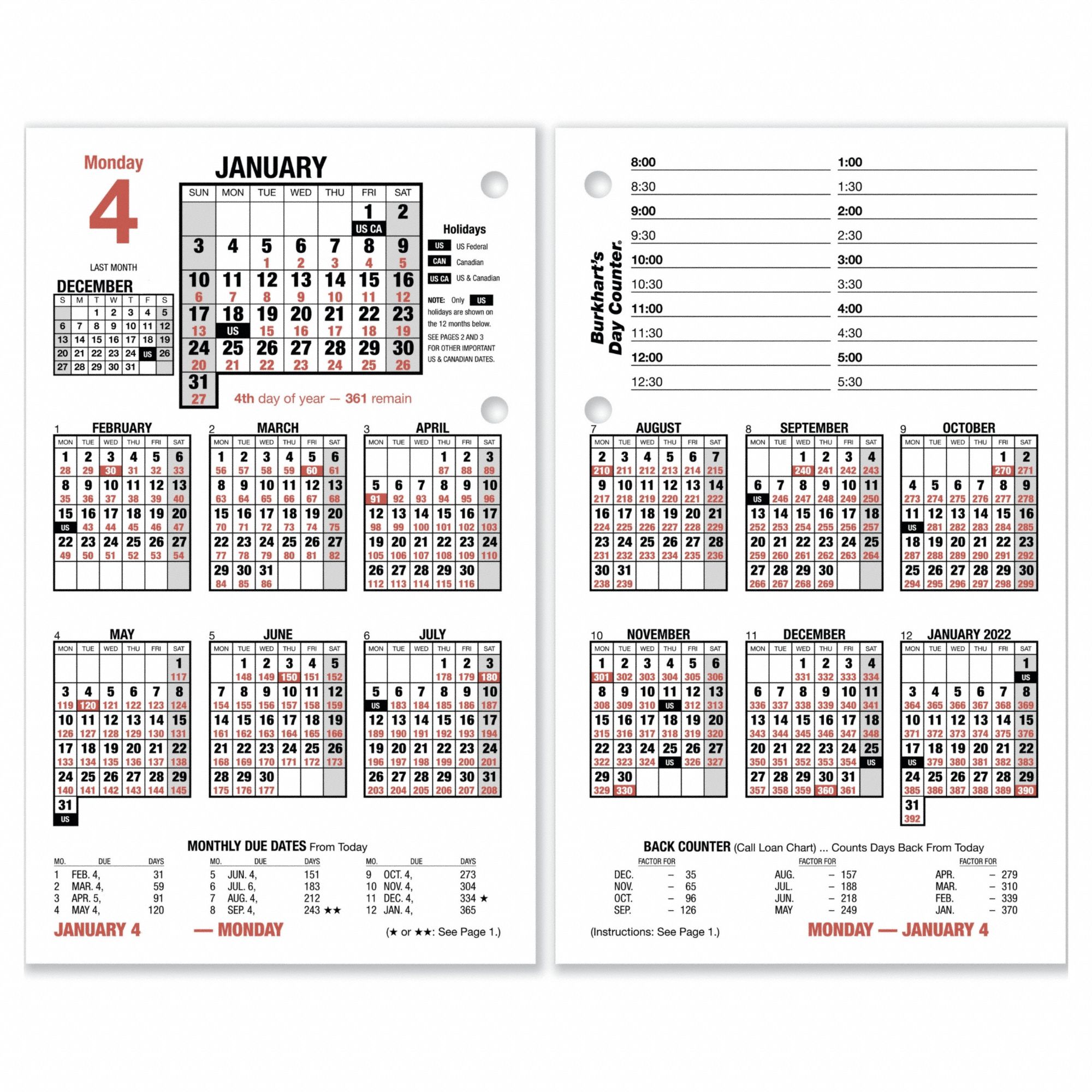 Day Counter Desk Calendar Refill