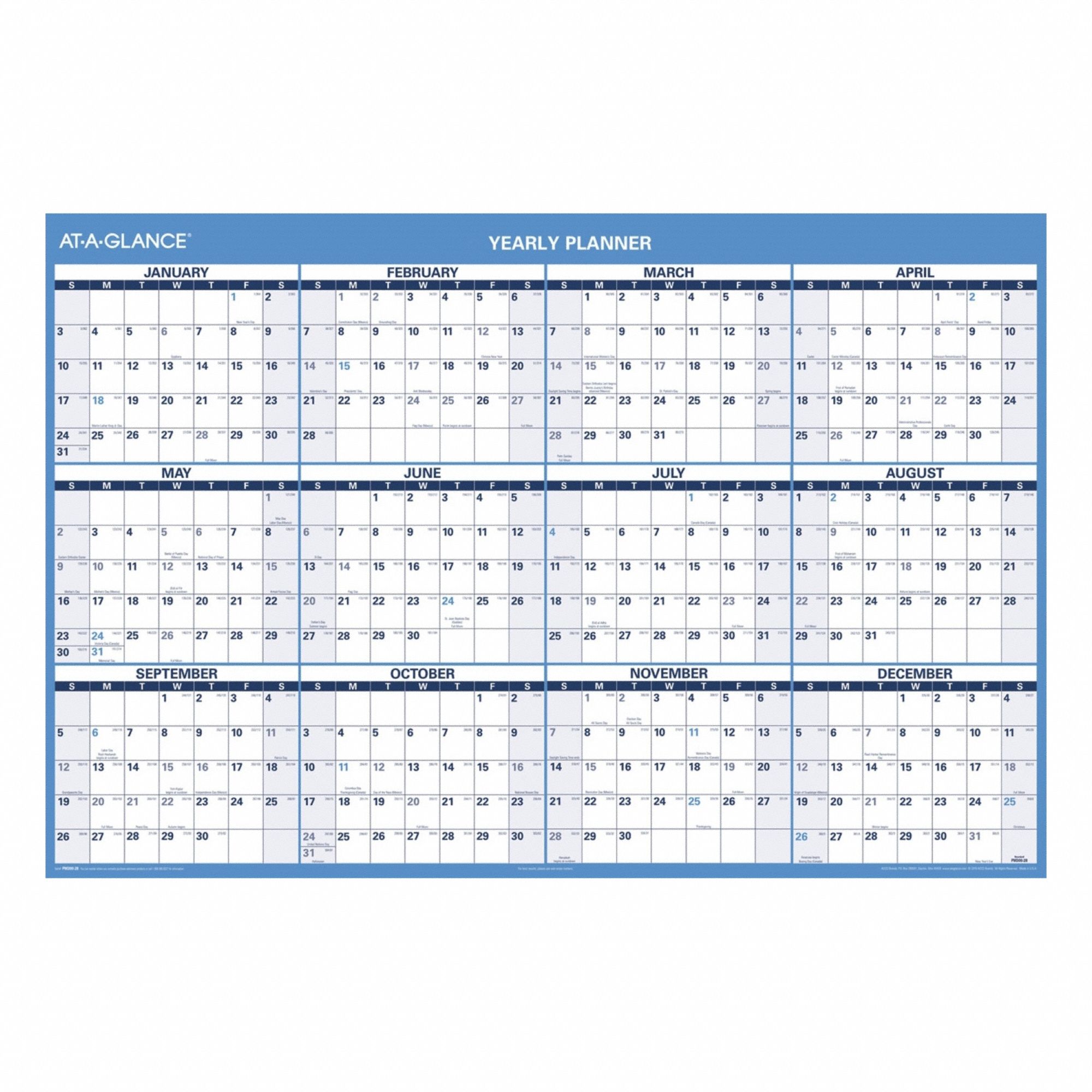 Wall Calendar: 48 in Sheet Ht, 32 in Sheet Wd, 12-Month (Jan-Dec)