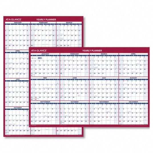 AT-A-GLANCE, Erasable Yearly Wall Calendar - 6RMP0|AAGPM32628 - Grainger