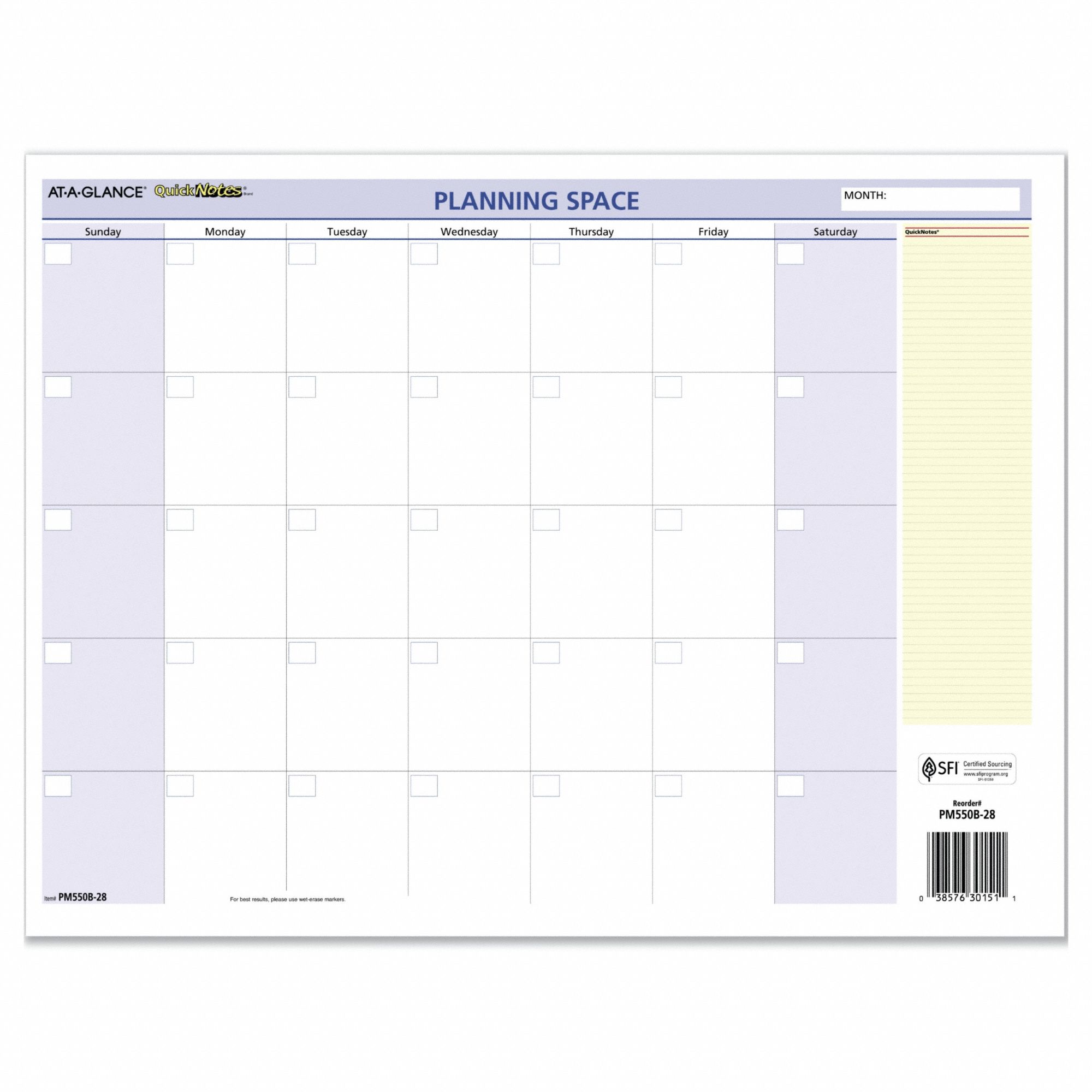 Mini Wall Planner Erasable 16x12 In.