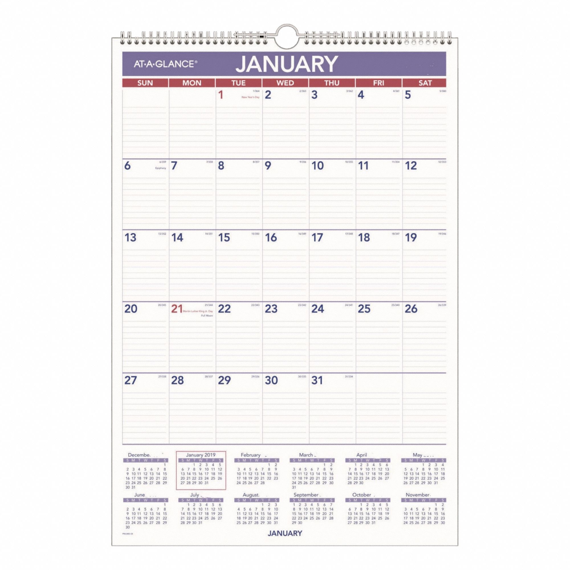 Wall Calendar: 22 3/4 in Sheet Ht, 15 1/2 in Sheet Wd, 12-Month (Jan-Dec)