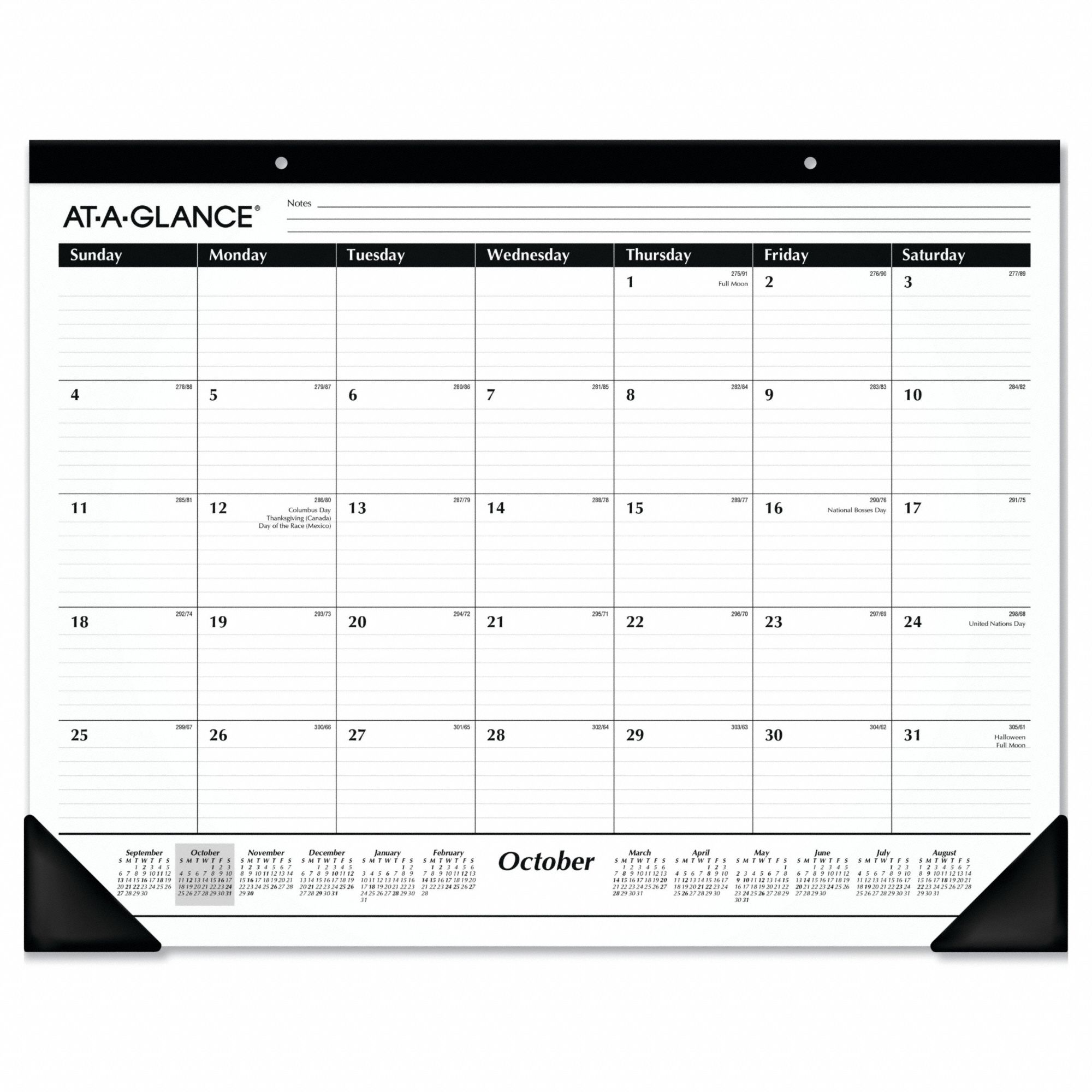 Desk Pad Calendar: 21 3/4 in Sheet Ht, 17 in Sheet Wd, 16-Month (Sept-Dec), White Cover