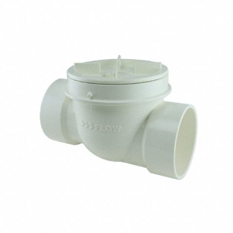 Backwater Valve: 4 in Pipe Size, Socket, PVC, PVC, 5 psig Max. Pressure (CWP), No Extension Kit