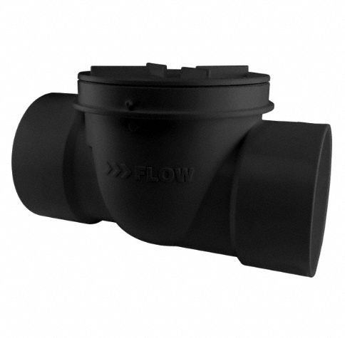 Backwater Valve: 6 in Pipe Size, Socket, ABS, ABS, 5 psig Max. Pressure (CWP), No Extension Kit