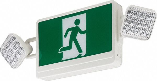 RUNNING MAN EXIT SIGN,LED, W/DIRECTIONAL FACE PLATES & DUAL LIGHTS