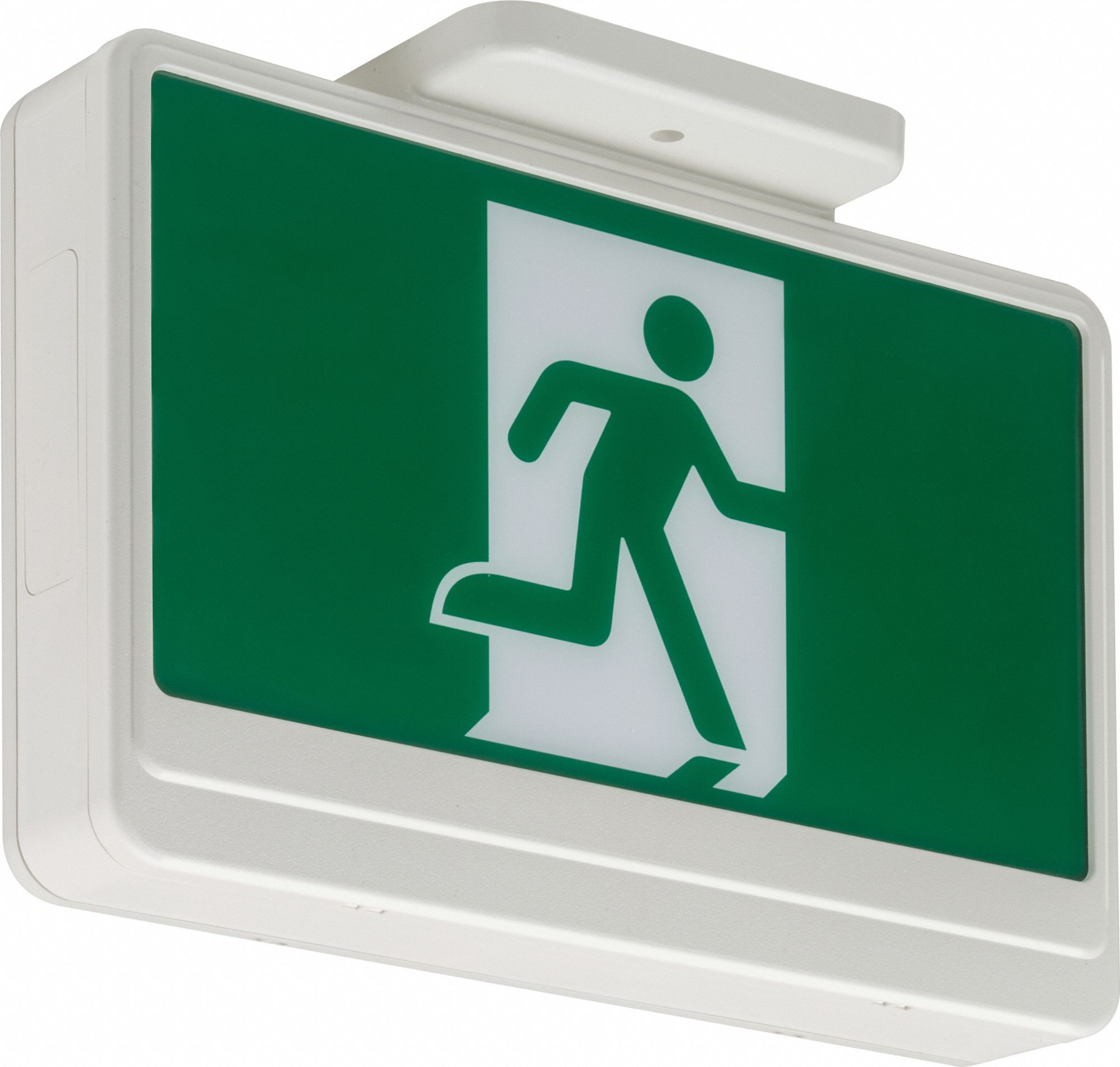 RUNNING MAN EXIT SIGN,LED, W/ DIRECTIONAL FACE PLATES, PLASTIC