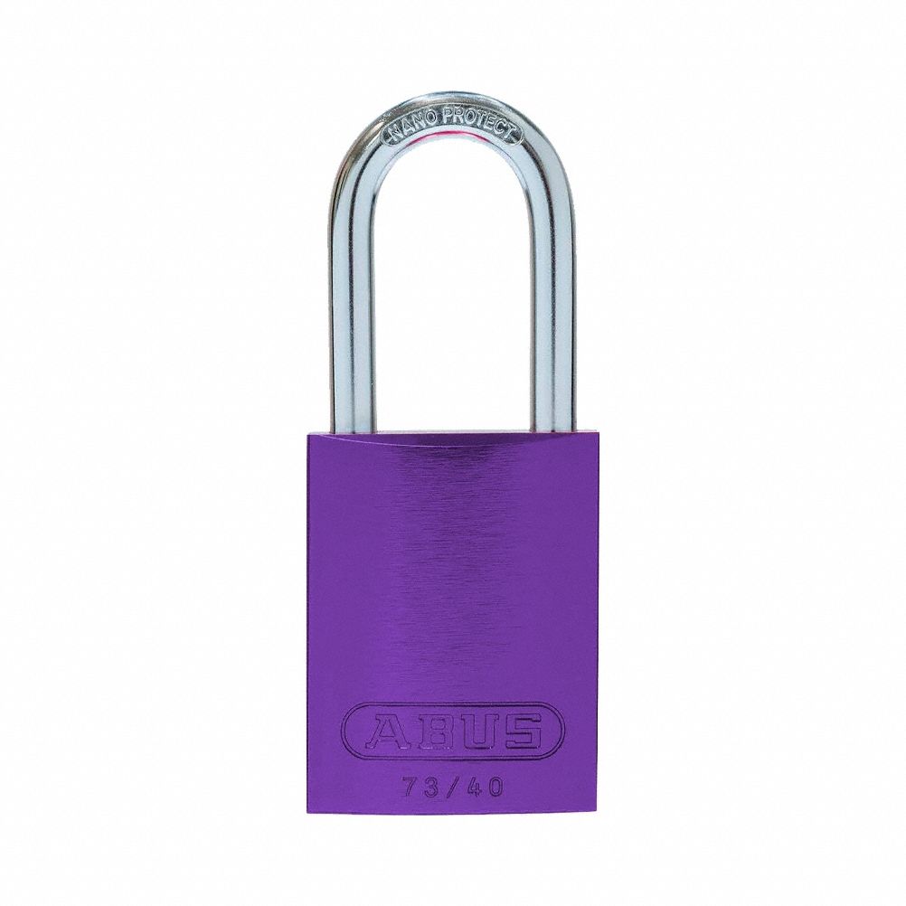 Lockout Padlock: Keyed Different, Aluminum, Std Body Body Size, Hardened Steel, Std, Purple