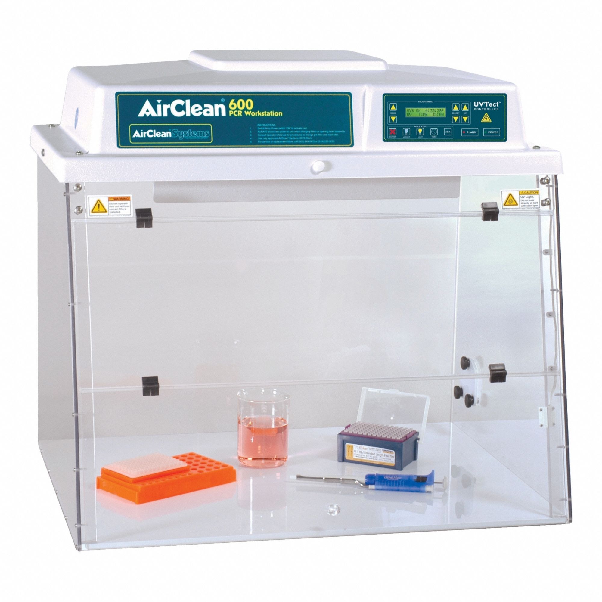 AIRCLEAN SYSTEMS Dead Air Box: AC600, 32 in Overall Wd, 30 in Overall Ht, 24 in Overall Dp, Clear (MPN AC632DBC). Key specifications — Assembly: Fully Assembled; Brand: AIRCLEAN SYSTEMS; Base/Stand Included: Yes; Blower Included: No (Not Required); Work Surface Included: Yes.
