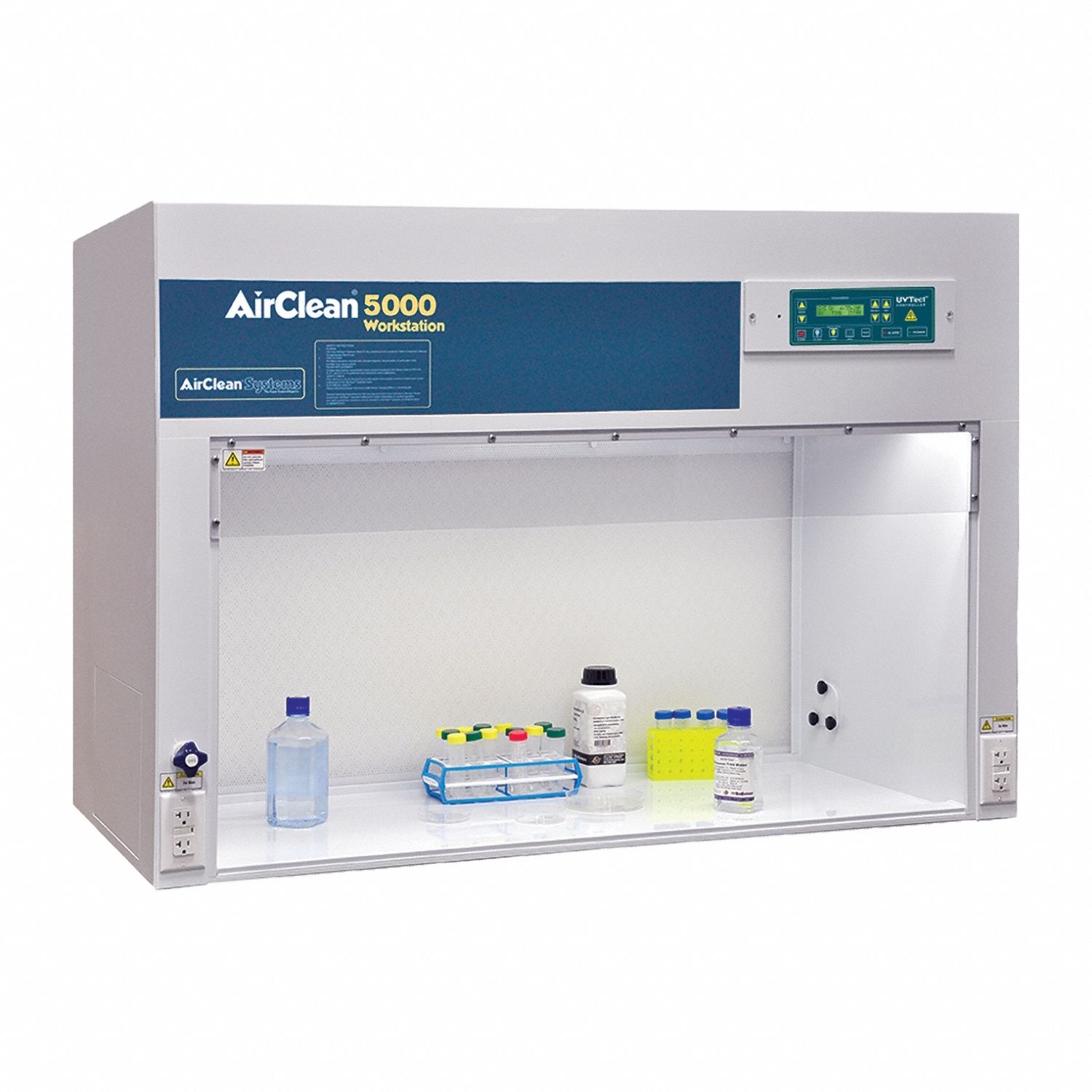 AIRCLEAN SYSTEMS Laminar Flow Clean Bench: AirClean Systems, 96 in Overall Wd, 30 in Overall Dp (MPN AC8000HLF). Key specifications — Assembly: Fully Assembled; Brand: AIRCLEAN SYSTEMS; Base/Stand Included: Yes; Work Surface Included: Yes.