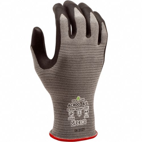 SHOWA AC800L-08 Knit Gloves,Gray,7.2 in,L,PR 817Z04