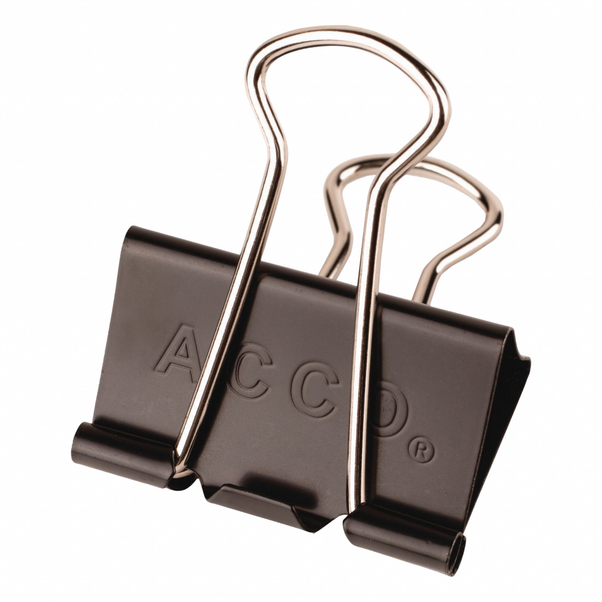 Binder Clip: Plastic/Steel, Black, 5/8 in Holding Capacity, 12 PK