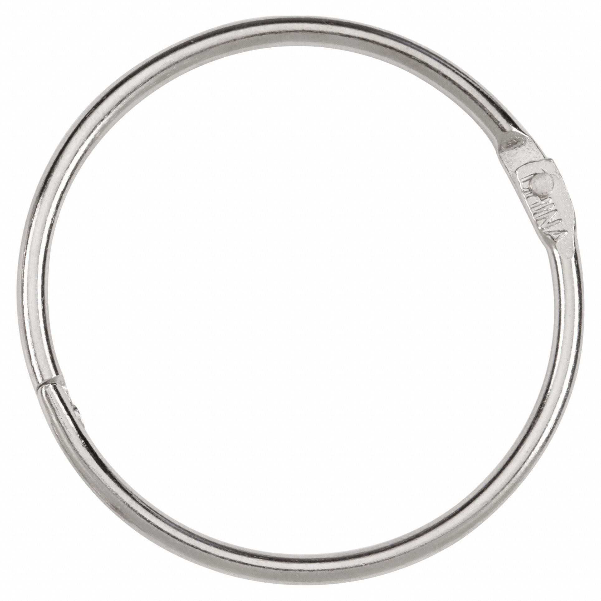 Book Rings: 2 in Ring Size, Round, Steel, Silver, 50 PK