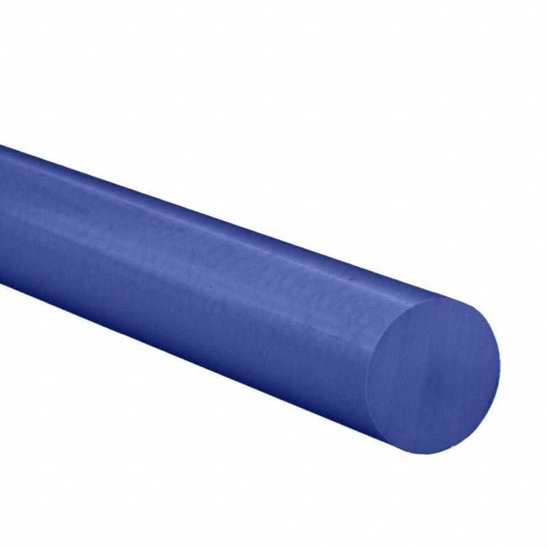 Acetal Rod: 1 1/2 in Dia, 5 ft Lg, Opaque, Blue, 9, 500 psi Tensile Strength, 1 ft-lb/in