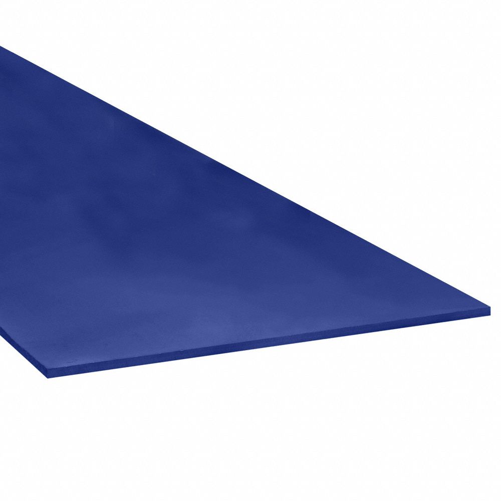 Acetal Sheet: 0.375 in Thick, 24 in x 4 ft, Blue, Opaque, 9, 500 psi Tensile Strength, 1 ft-lb/in
