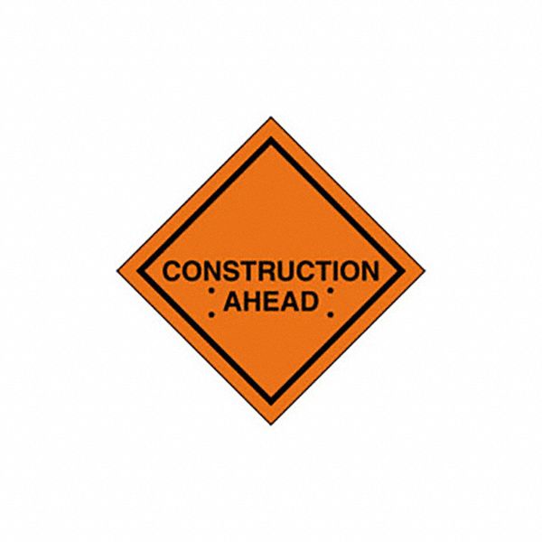 SIGNS ROLL UP CONSTRUCTION AHEAD