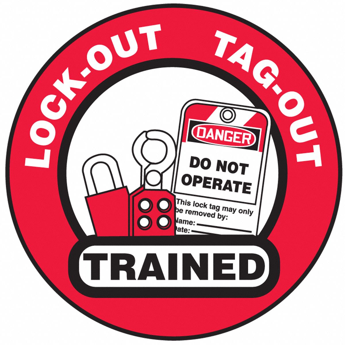 HARD HAT LABELS LOTO TRAINED