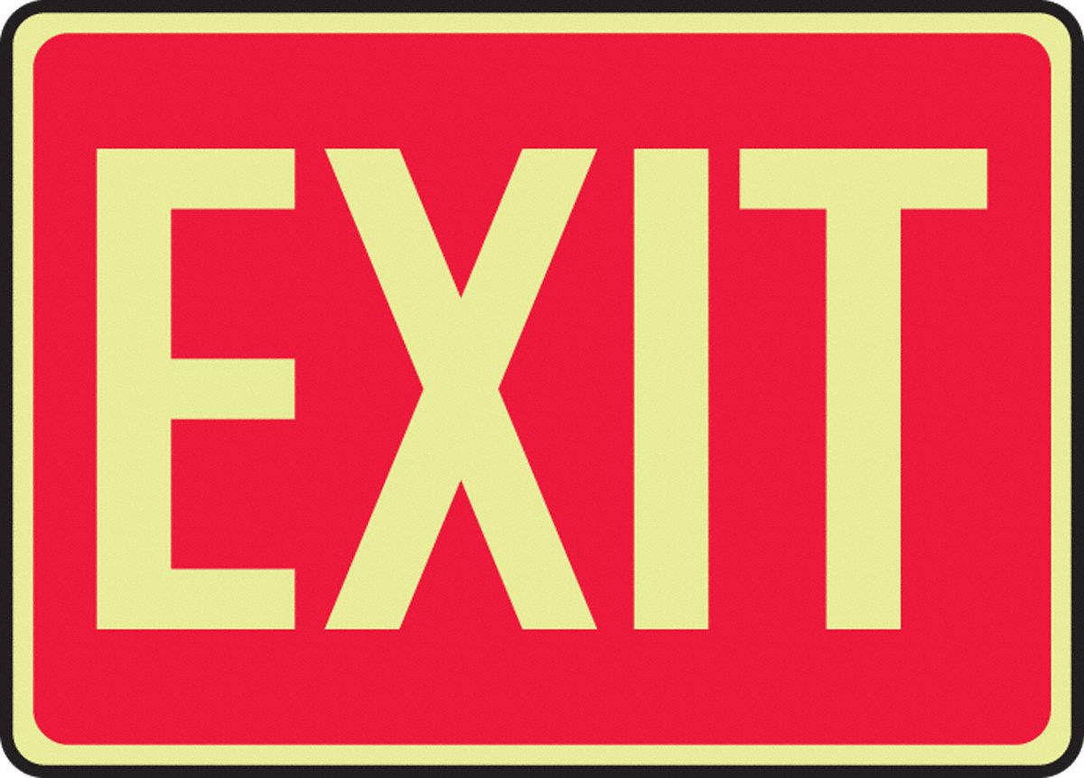 SAFETY SIGN EXIT GLOW PLASTIC